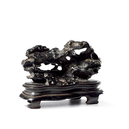 A SMALL BLACK YING SCHOLAR'S ROCK